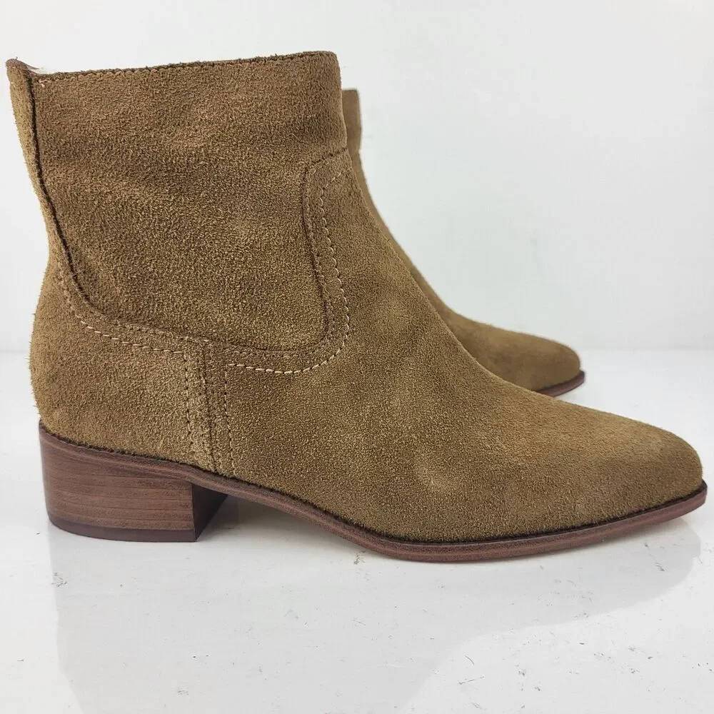 Cole Haan Naia Women's Booties Pointed Toe Block Heel Brown Size 6.5 US